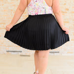 Just a Flirt Pleated Skirt in Black