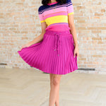 Just a Flirt Pleated Skirt in Magenta