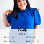 Lovely In Blue Tiered Double Ruffle Sleeve Woven Top