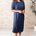 Keeping It Chill Drop Shoulder Maxi Dress in Dark Night