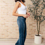 Miley High Waist Control Top Frayed Hem Flare Jeans