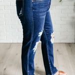 Montana High Rise Rigid Magic Distressed Straight Jeans