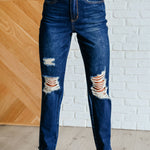 Montana High Rise Rigid Magic Distressed Straight Jeans