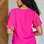 Pink and Perfect Ruffle Sleeve Top