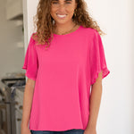 Pink and Perfect Ruffle Sleeve Top