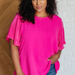 Pink and Perfect Ruffle Sleeve Top