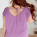 Ruched Cap Sleeve Top in Lavender