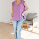 Ruched Cap Sleeve Top in Lavender