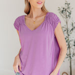 Ruched Cap Sleeve Top in Lavender