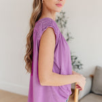 Ruched Cap Sleeve Top in Lavender