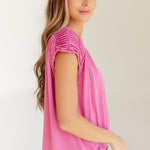 Ruched Cap Sleeve Top in Magenta