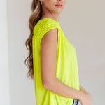 Ruched Cap Sleeve Top in Neon Green