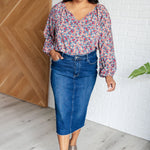 Sunday Brunch Blouse in Denim Floral