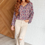 Sunday Brunch Blouse in Denim Floral