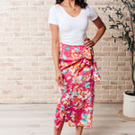 Take Me Outside Wrap Around Skirt in Magenta