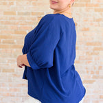 Up For Anything V-Neck Blouse in Navy