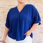 Up For Anything V-Neck Blouse in Navy