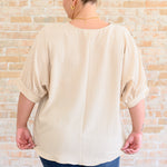 Up For Anything V-Neck Blouse in Taupe