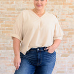 Up For Anything V-Neck Blouse in Taupe