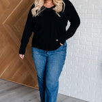 V-Neck Front Seam Sweater in Black