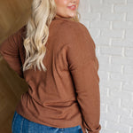 V-Neck Front Seam Sweater in Deep Camel