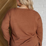 V-Neck Front Seam Sweater in Deep Camel