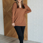 V-Neck Front Seam Sweater in Deep Camel