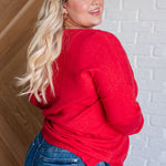 V-Neck Front Seam Sweater in Heather Red