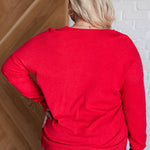 V-Neck Front Seam Sweater in Heather Red