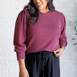 When the Sun Goes Down Mineral Wash Ribbed Knit Top in Wine