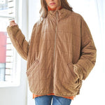 Washed Soft Comfy Quilting Zip Closure Jacket