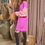 Sequin Sleeve Sweater Knit Tunic Top