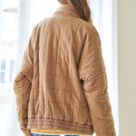 Washed Soft Comfy Quilting Zip Closure Jacket