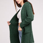 Hooded Open Front Sweater Cardigan