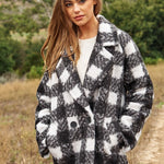 Fuzzy Boucle Textured Double Breasted Coat Jacket