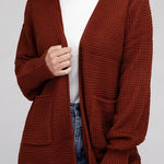 Low Gauge Waffle Open Cardigan Sweater