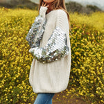 Sequin Sleeve Sweater Knit Tunic Top