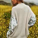 Sequin Sleeve Sweater Knit Tunic Top