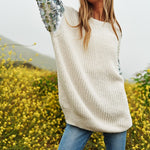 Sequin Sleeve Sweater Knit Tunic Top