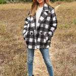 Fuzzy Boucle Textured Double Breasted Coat Jacket