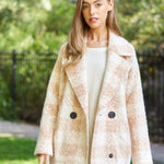 Fuzzy Boucle Textured Double Breasted Coat Jacket