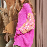 Sequin Sleeve Sweater Knit Tunic Top