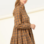 Effortless Love Plaid Print Babydoll Dress