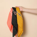 Dot and Floral Border Bandana Scarf