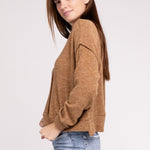 Brushed Melange Hacci Hi-Low Hem Sweater