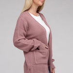 Low Gauge Waffle Open Cardigan Sweater