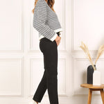 Herringbone Pattern Crew Neck Sweater