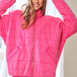 Washed Soft Comfy Quilting Zip Closure Jacket