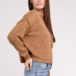 Brushed Melange Hacci Hi-Low Hem Sweater