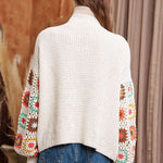 Crochet Floral Printed Long Sleeve Knit Cardigan